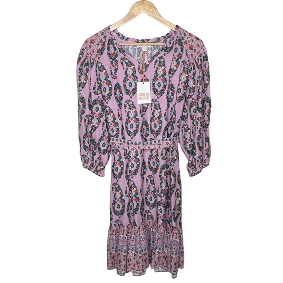 Knox Rose Pink Paisley Floral Boho Western Dress NWT Medium - Picture 10 of 11